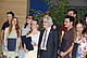 Dies academicus 2026: Rektor Prof. Dr. Christoph Schneider zwischen studentischen Preisträger:innen | Bildquelle: Universität Hohenheim / Uta Rometsch